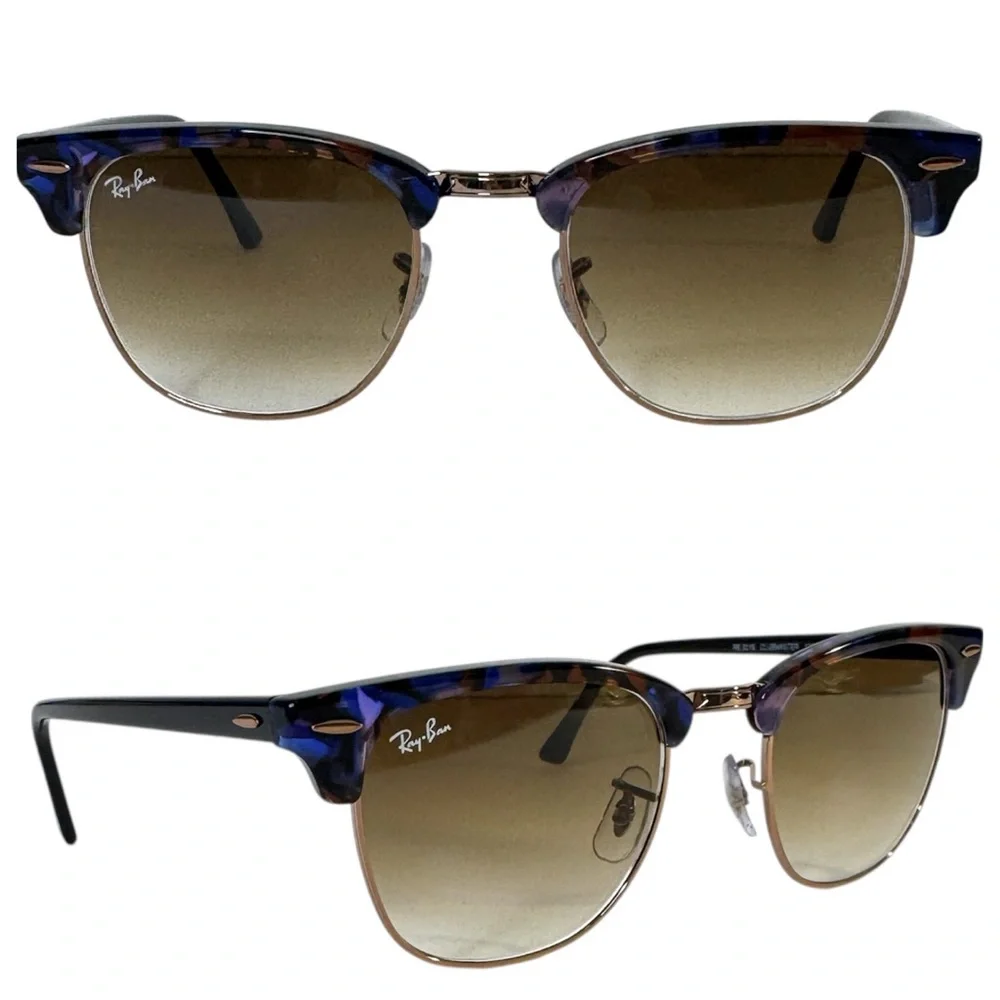 RAY BAN Clubmaster Sunglasses NEW Style RB 3016 Spotted Brown Blue